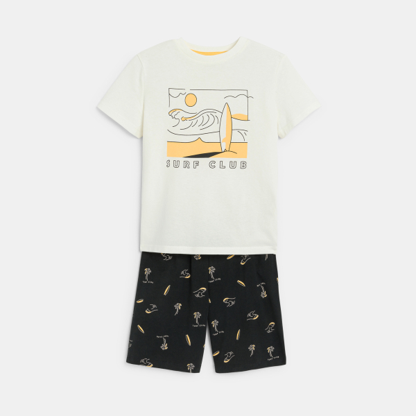 بيجاما بشورت من الجيرسيه الأبيض للأولاد